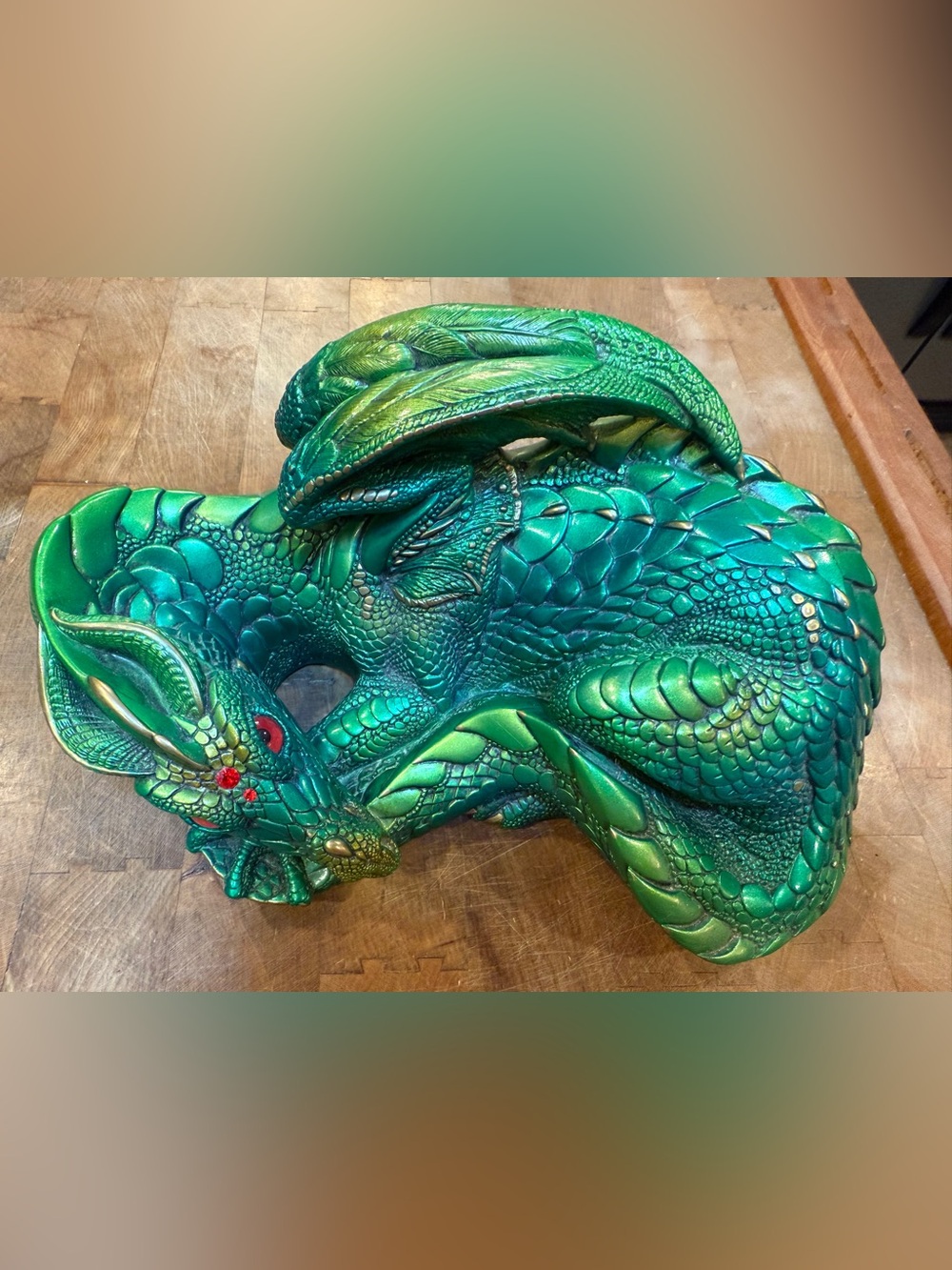 Green Windstone Editions Resting Mother Dragon Sculpture Figurine Peña 1985
